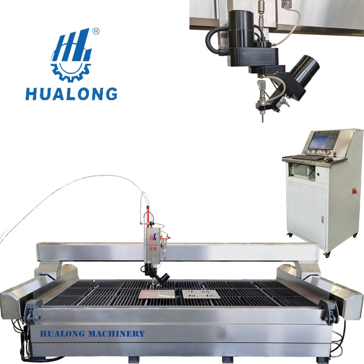 Hualong CNC מכונת חיתוך סילון מים סילון מים 5 צירים מכונות חיתוך אבן קרמיקה גרניט שיש קוורץ זכוכית חותך אריחי