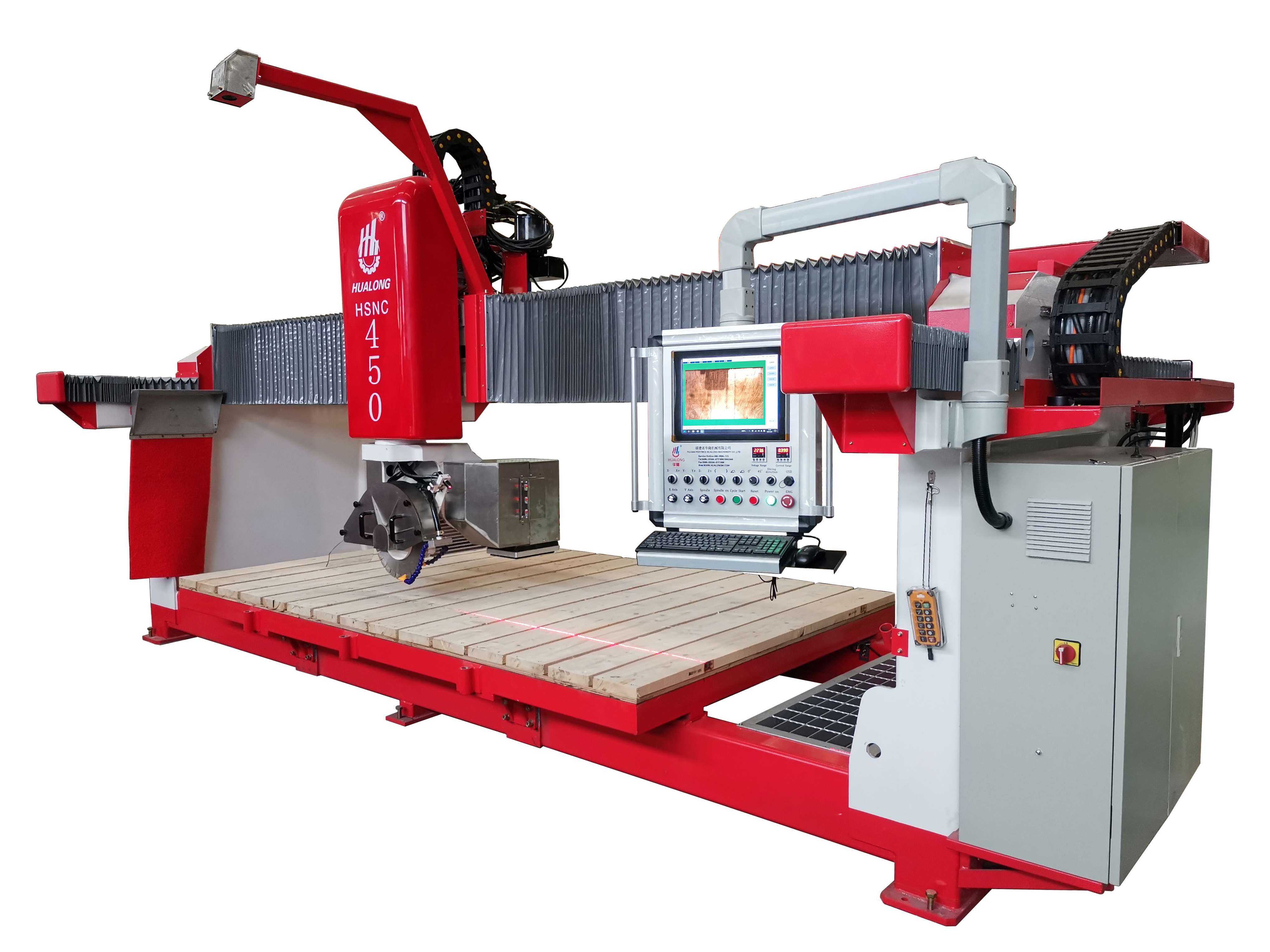 Hualong HSNC-450 הטיית ראש אוטומטית 45 מעלות CNC מסור גשר גרניט מכונת חיתוך אבן