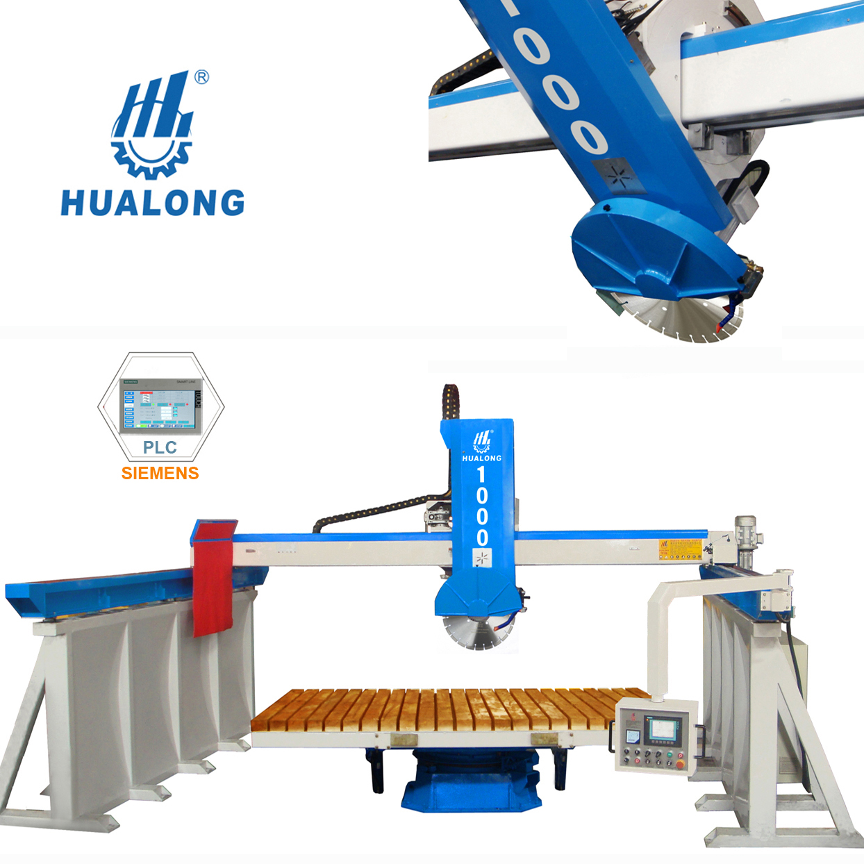 מכונות אבן של HUALONG HLSQ-1000 מסור גשר אוטומטי מכונת חיתוך 45 מעלות עבור חיתוך לוחות בזלת שיש גרניט