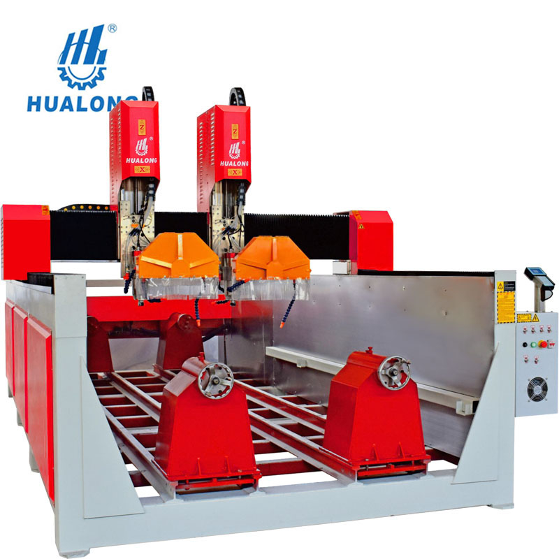 HUALONG כפול ראש 4 צירים מכונת נתב אבן Cnc עם להבים אנכיים לשיש גרניט HLSD-1830-3D