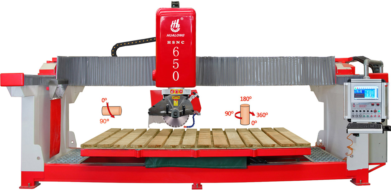 מכונות חיתוך אבן Hualong HSNC-650 אוטומטית מסור גשר CNC מכונת חיתוך וכרסום עבור חותך אריחי שיש גרניט קוורץ זכוכית